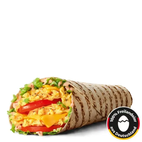 McWrap Rührei Cheese – warmes Rührei mit geschmolzenem Käse und knackigem Salat im Wrap